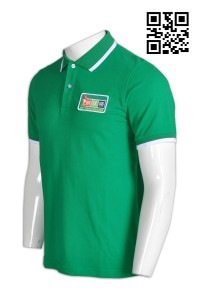 P594設計個性男士Polo恤  訂造Polo恤 大量生產Polo恤 飲食行業 繡花章 撞色間 一條 Polo恤供應商     綠色